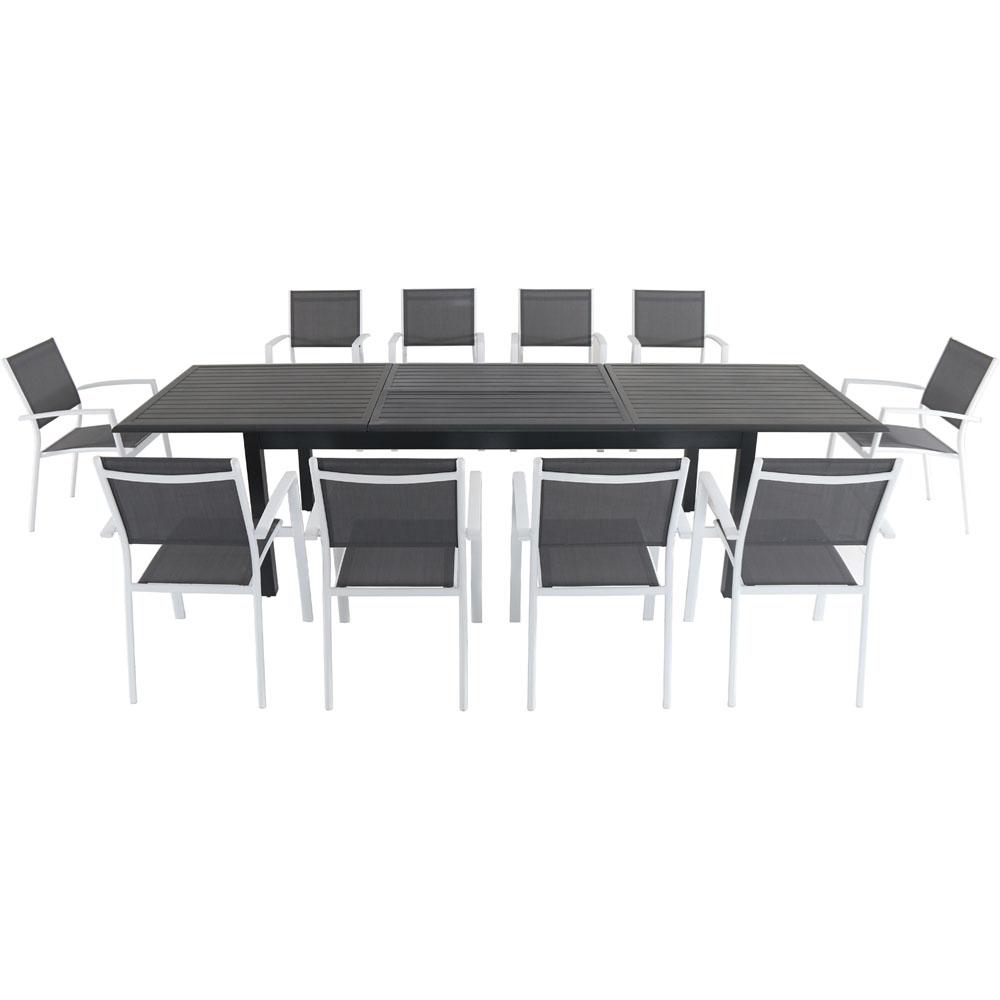 Dawson11pc: 10 Aluminum Sling Chairs, 78-118" Aluminum Extension Table. Picture 1