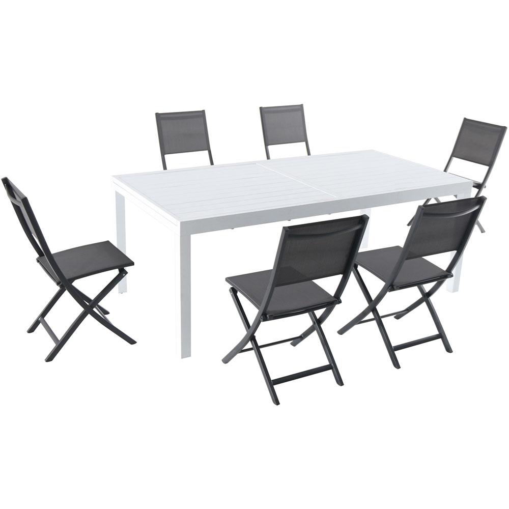 Del Mar7pc: 6 Aluminum Folding Sling Chairs, Aluminum Extension Table. Picture 1