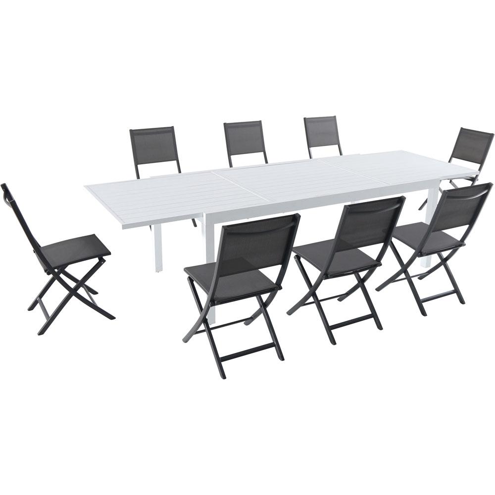 Del Mar9pc: 8 Aluminum Sling Folding Chairs, Aluminum Extension Table. Picture 1