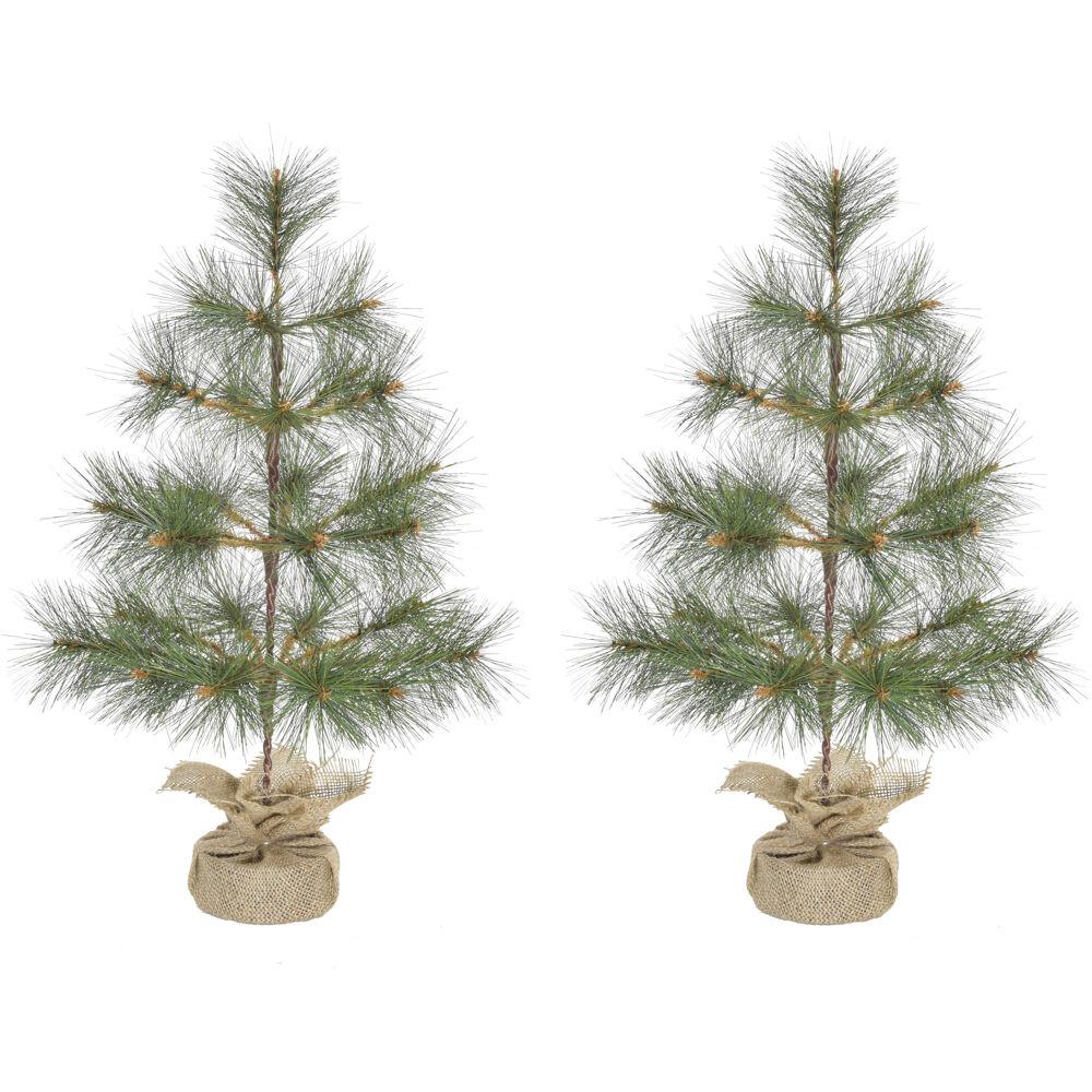 3-ft. Farmhouse Fir Christmas Tree with Burlap Bag, Set of 2. The main picture.