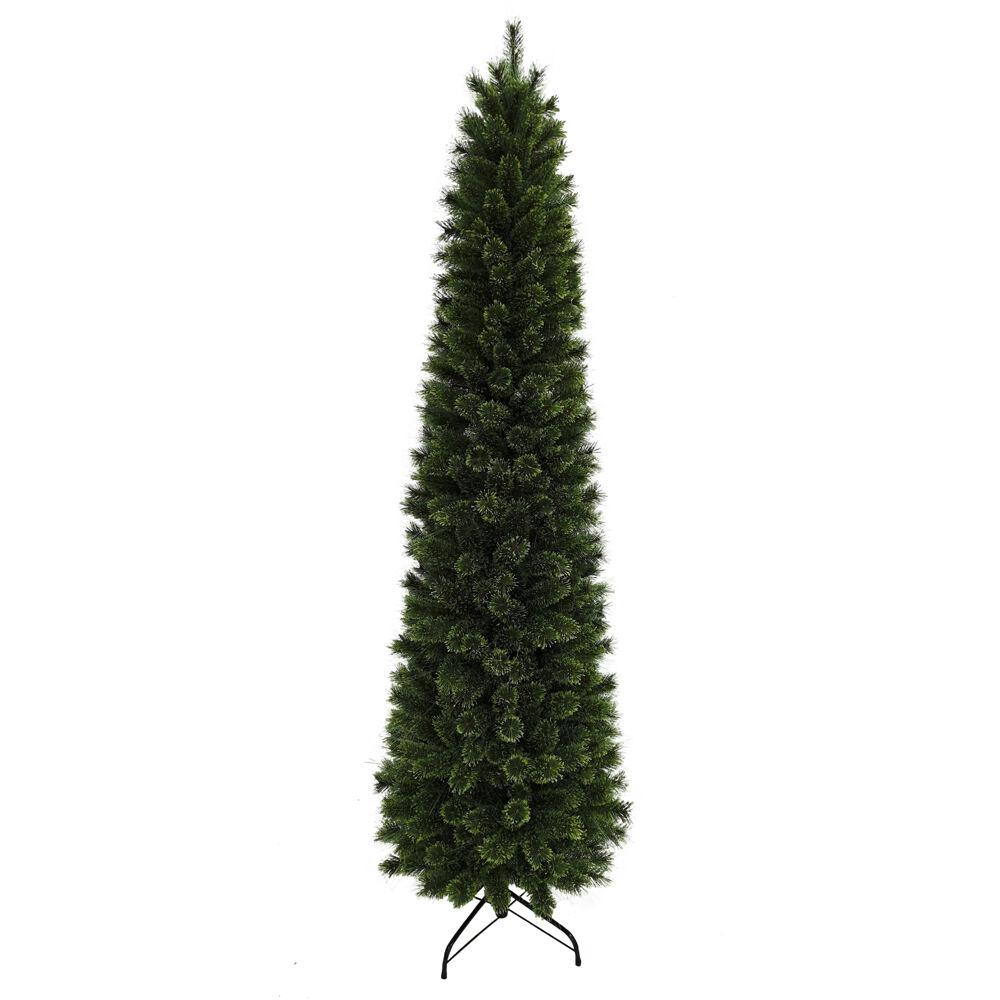 Indoor or Outdoor 7-Ft. Slim Green Fiber Optic Prelit Christmas Tree with Festive LED Dancing Lights. The main picture.