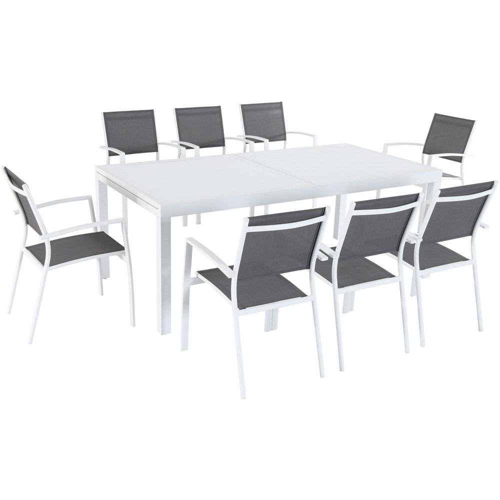 9pc Dining Set: 8 Aluminum Chairs and 1 Extension Table. The main picture.