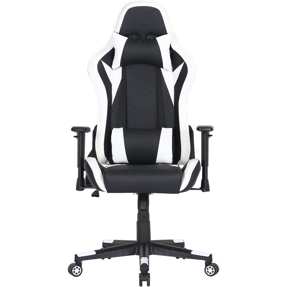 Commando Ergonomic Gaming Chair in Black and White with Adjustable Gas Lift Seating, Lumbar and Neck Support. Picture 1