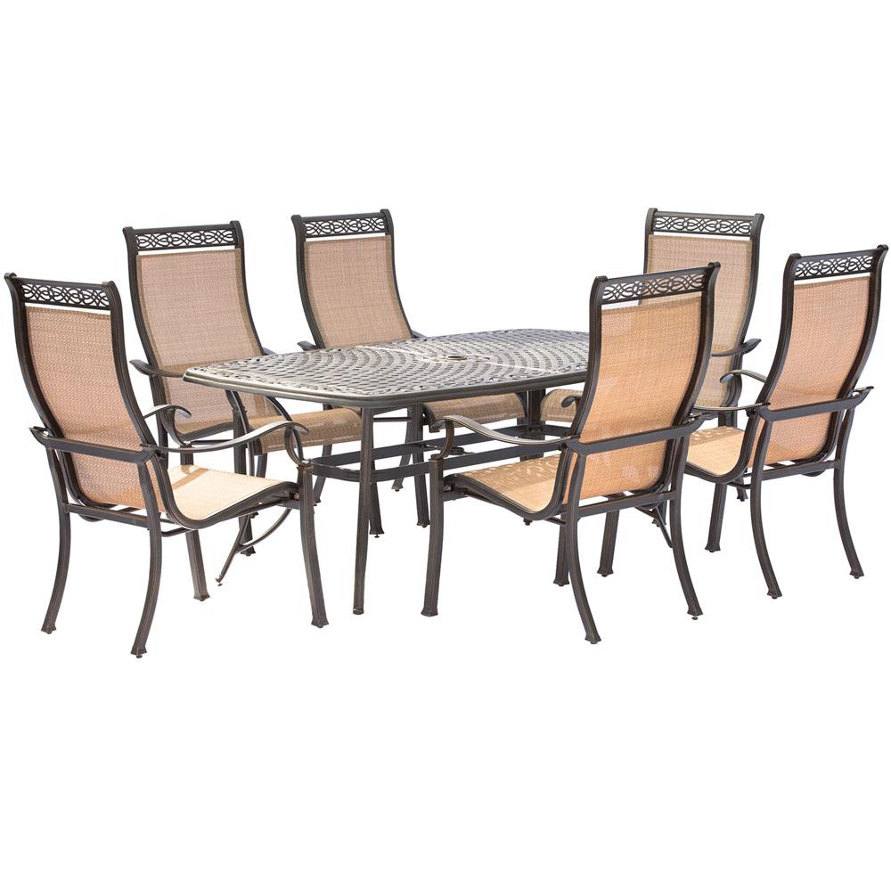 Manor7pc: 6 Sling Dining Chairs, 38x72" Cast Table. Picture 1