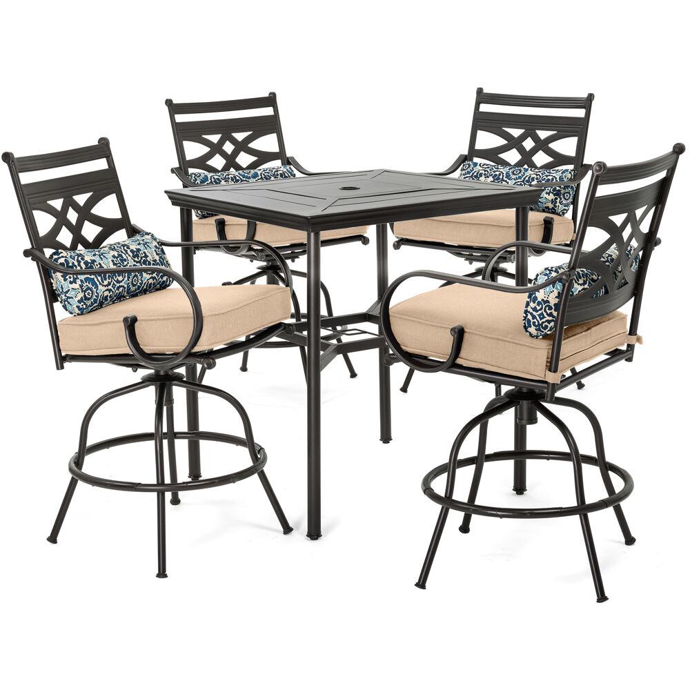 Montclair5pc High Dining: 4 Swivel Chairs, 33" Sq High Dining Table. The main picture.