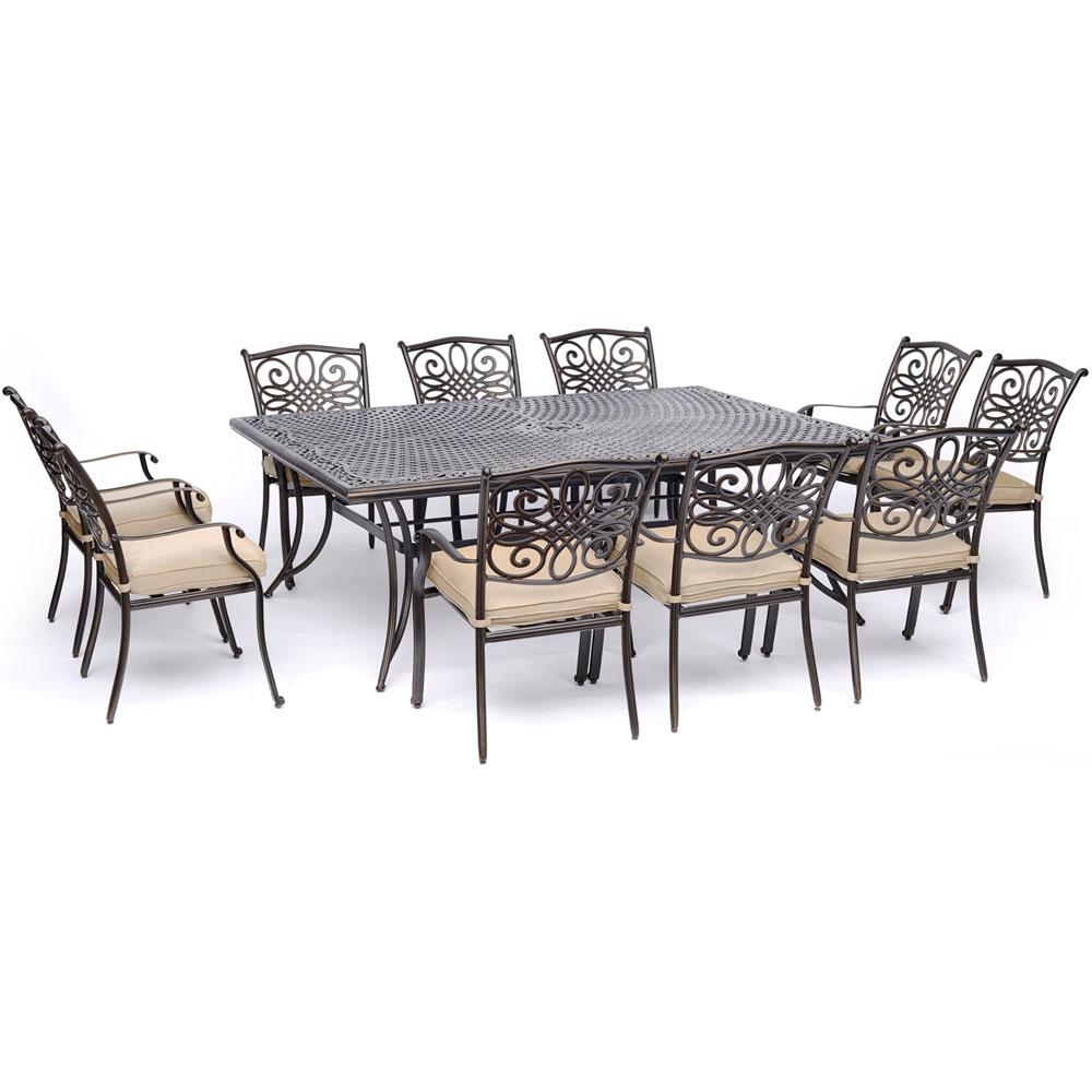Traditions11pc: 10 Dining Chairs, 60x84" Cast Table. Picture 1