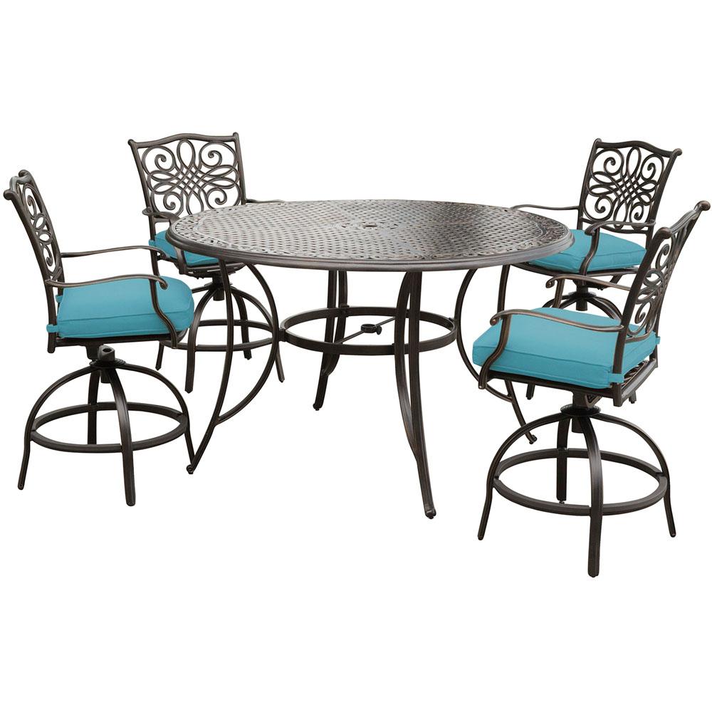 Traditions5pc: 4 Counter Height Swivel Chairs, 56" Rnd Cast Table (36"H). The main picture.