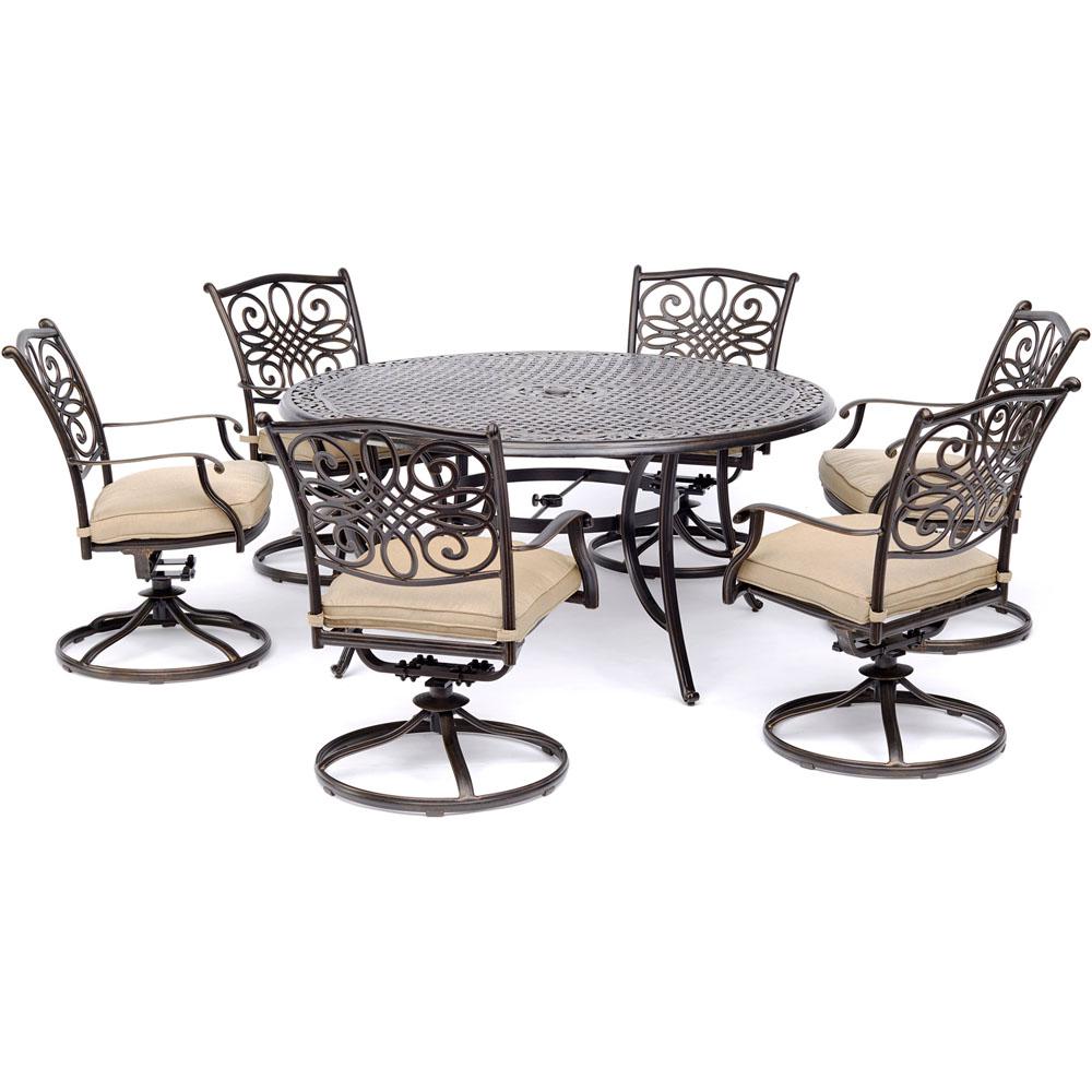 Traditions7pc: 6 Swivel Rockers, 60" Round Cast Table. The main picture.