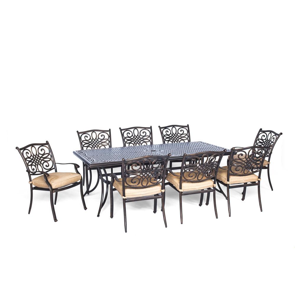 Traditions9pc: 8 Dining Chairs, 42x84" Cast Table. Picture 1