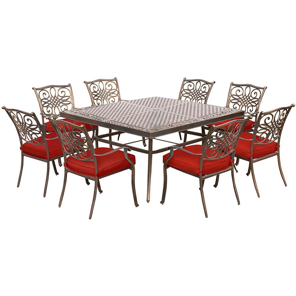 Traditions9pc: 8 Dining Chairs, 60" Square Cast Table. The main picture.
