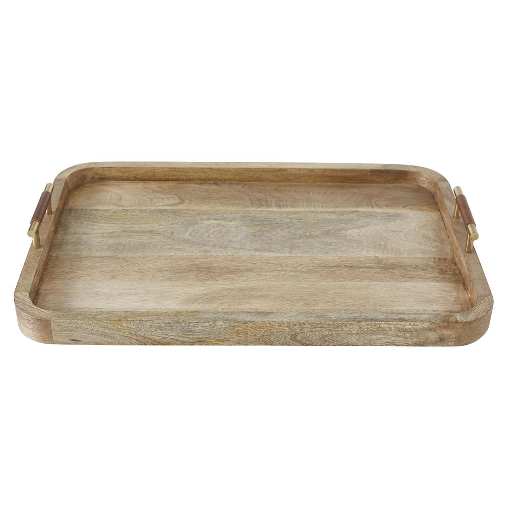 Mango Wood Rounded Edge Tray With Handles. Picture 1