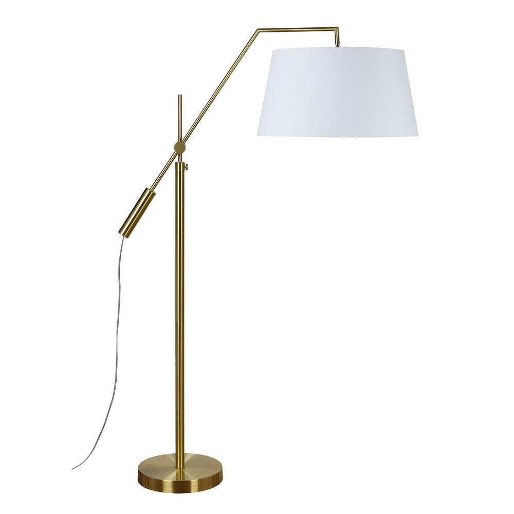 Claire 1 Light Satin Brass Floor Lamp. Picture 1