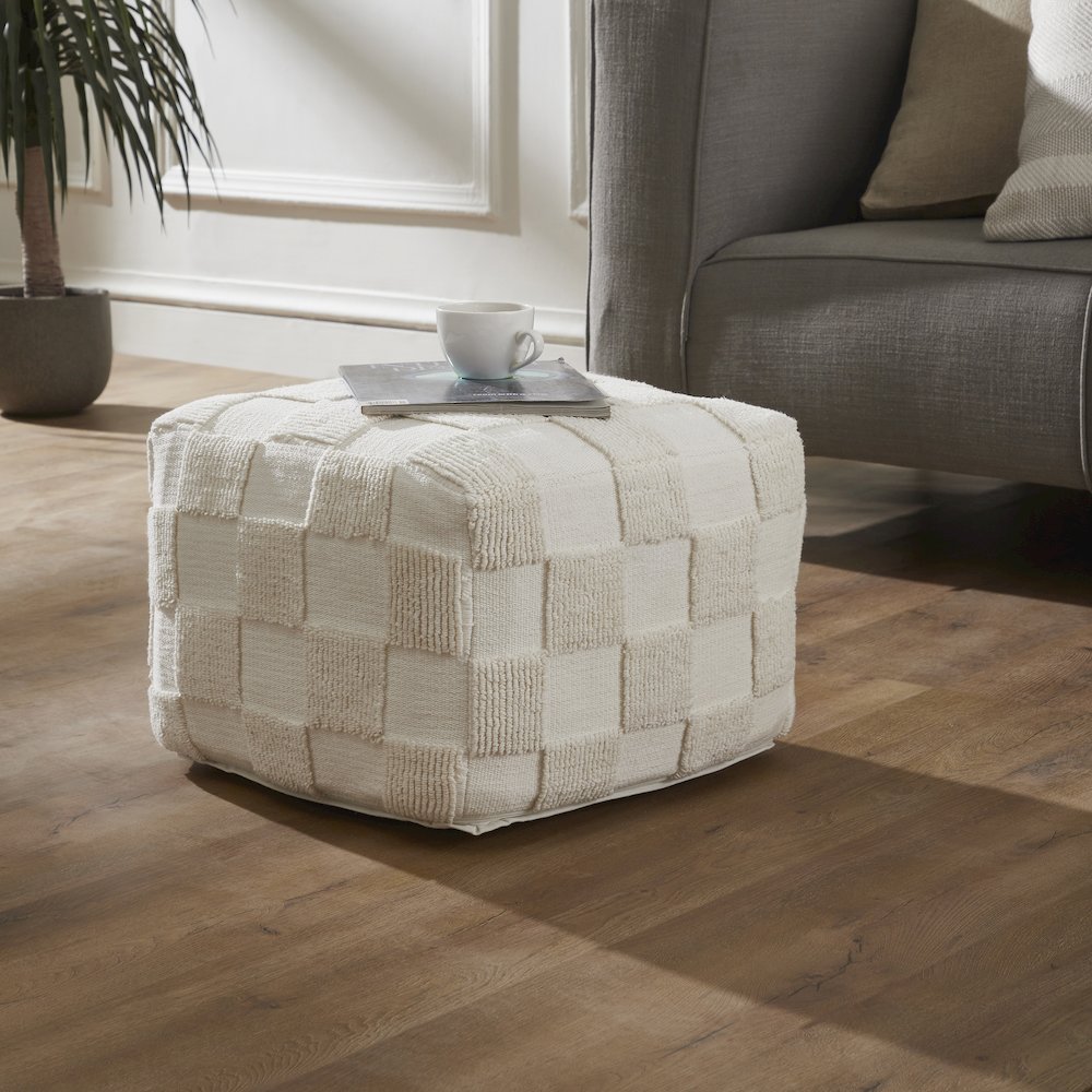 Payne Pouf In White Color. Picture 4