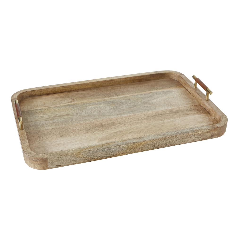 Mango Wood Rounded Edge Tray With Handles. Picture 2