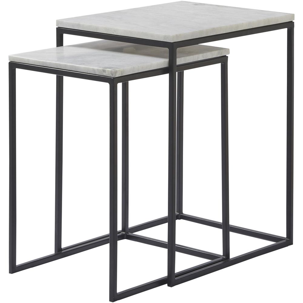 Chalmers Black and White Outdoor nested Tables (Set of 2). Picture 2