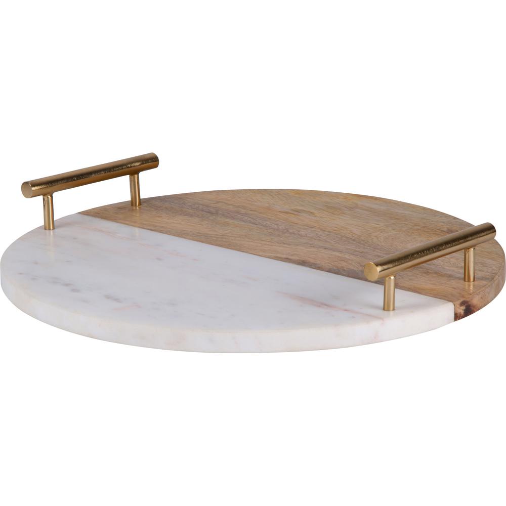 DINOVA Natural Woodwhite Marble, Antique Brass TRAY. Picture 1