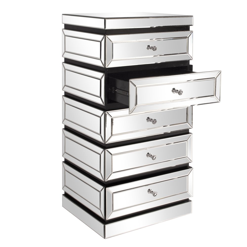 Howard Elliott 5-Tiered Mirrored Tower with Drawers. Picture 3