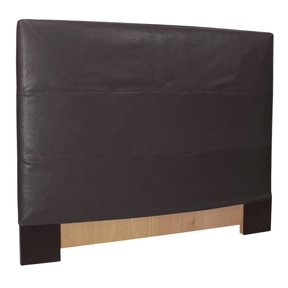 Black Faux Leather Twin Headboard Slipcover. The main picture.