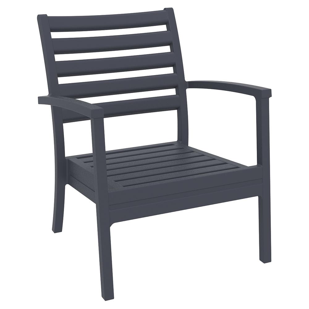 Artemis XL Club Chair Dark Gray with Sunbrella Black Cushions, Set of 2. Picture 2