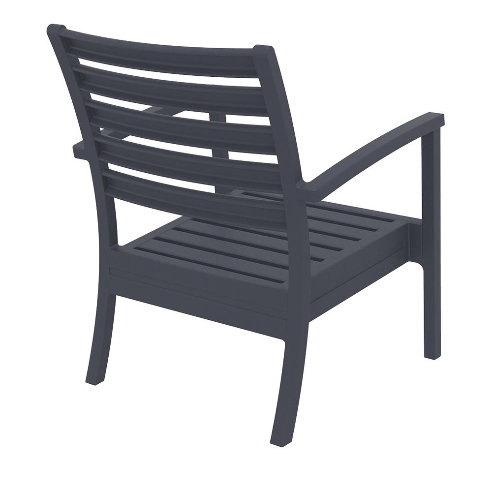 Artemis XL Club Chair Dark Gray with Sunbrella Black Cushions, Set of 2. Picture 3