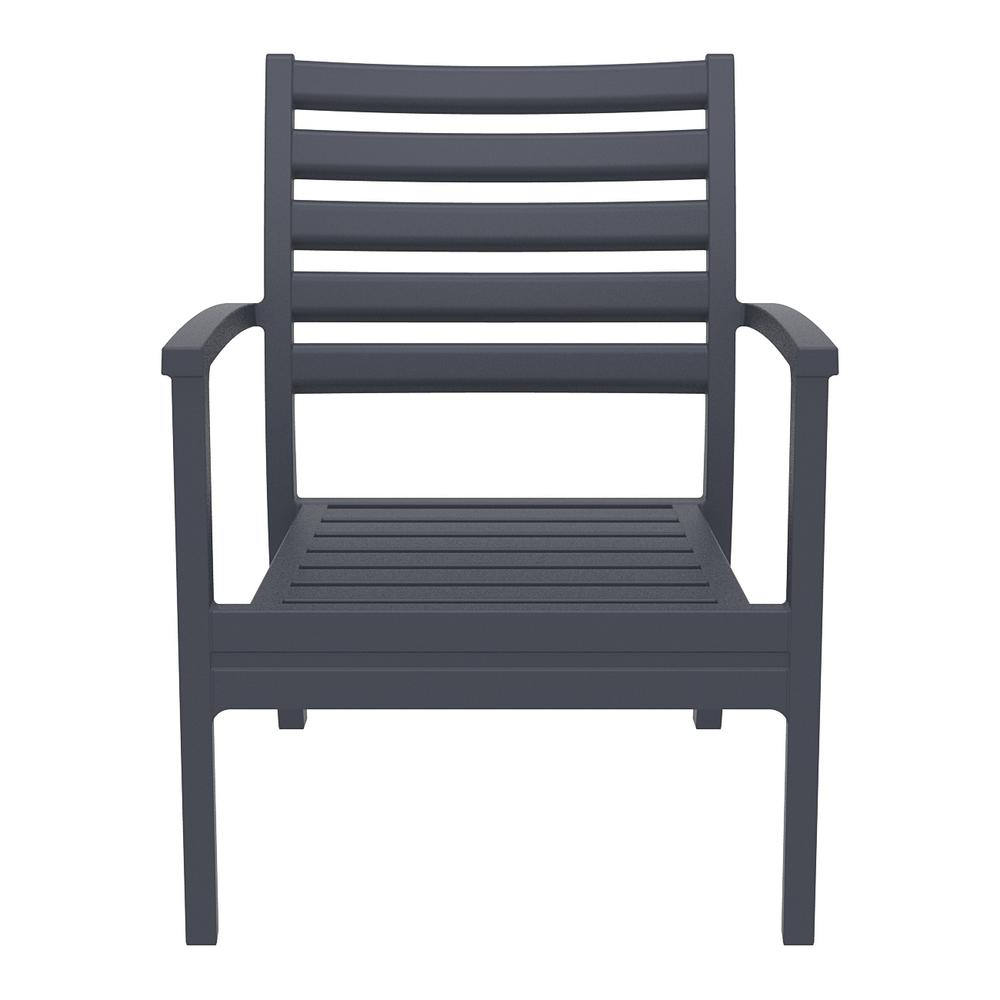 Artemis XL Club Chair Dark Gray with Sunbrella Black Cushions, Set of 2. Picture 4