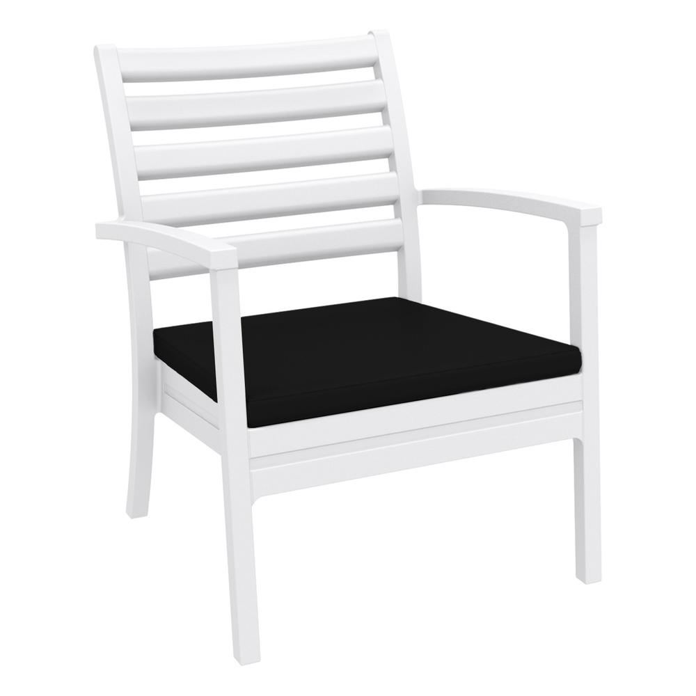 Artemis XL Club Chair White with Sunbrella Black Cushions, Set of 2. Picture 1