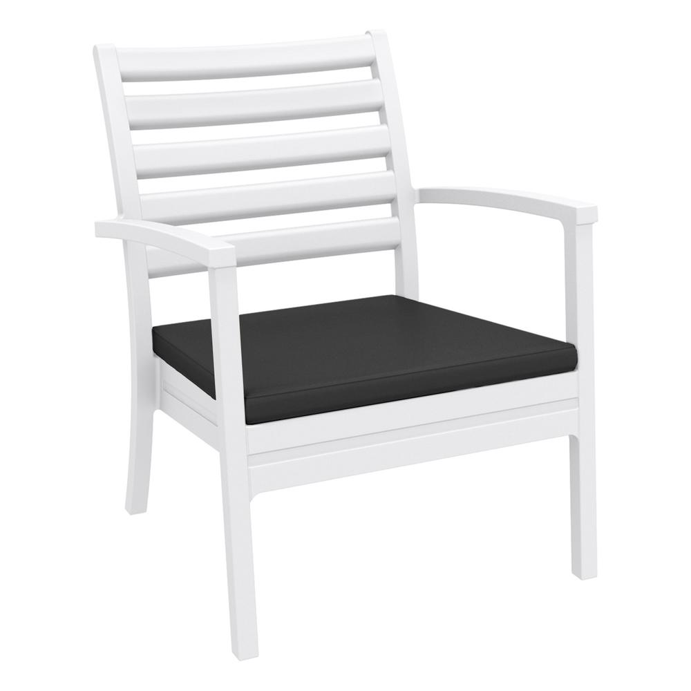 Artemis XL Club Chair White with Sunbrella Charcoal Cushions, Set of 2. Picture 1