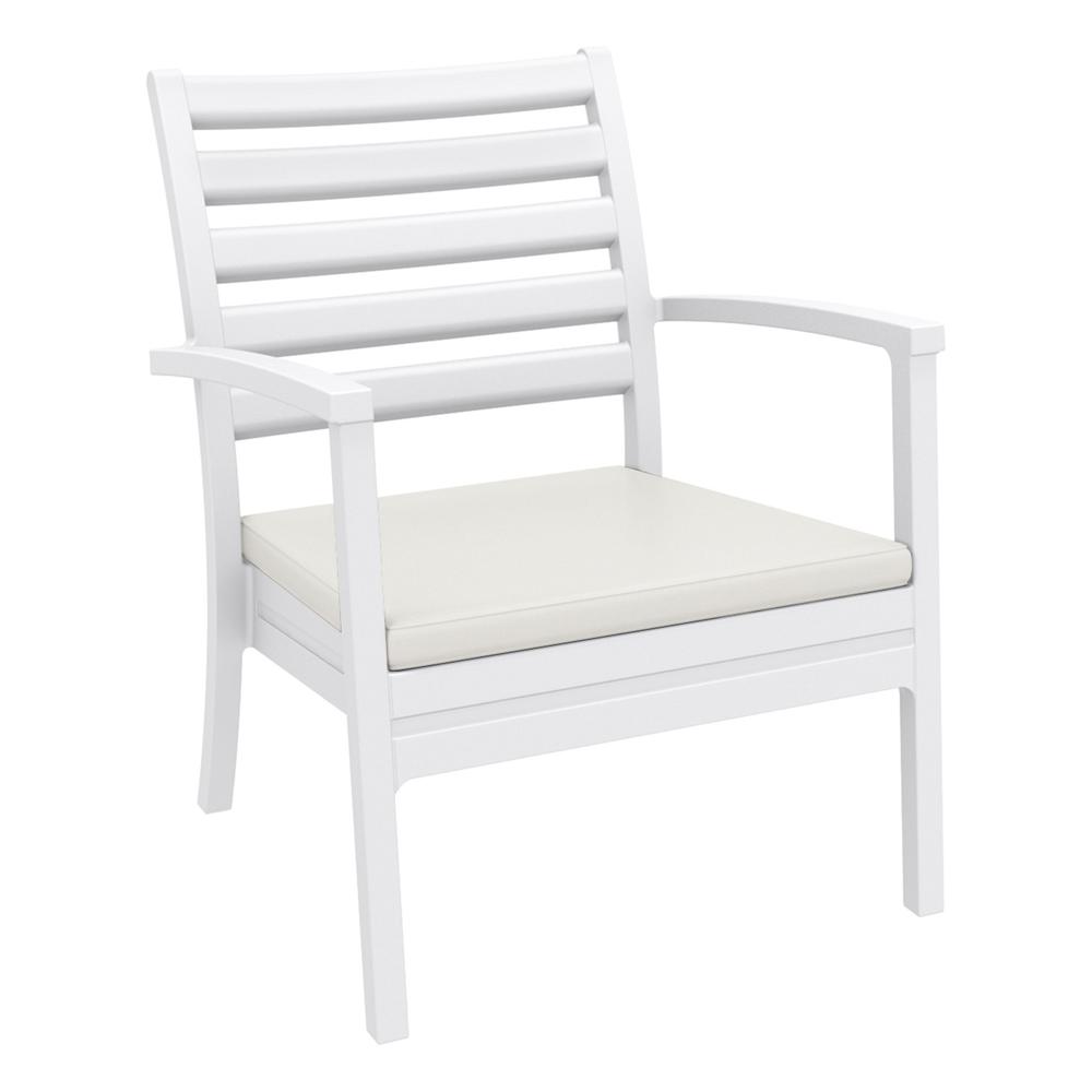 Artemis XL Club Chair White with Sunbrella Natural Cushions, Set of 2. Picture 1