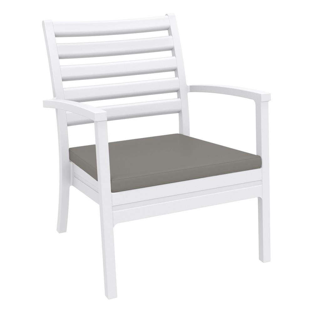 Artemis XL Club Chair White with Sunbrella Taupe Cushions, Set of 2. Picture 1