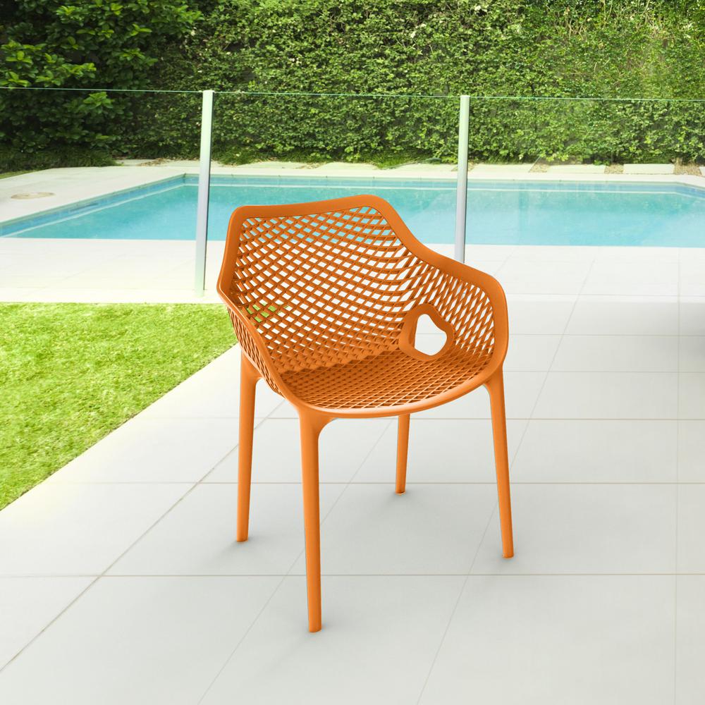 Air XL Outdoor Dining Arm Chair Orange, Set of 2. Picture 6