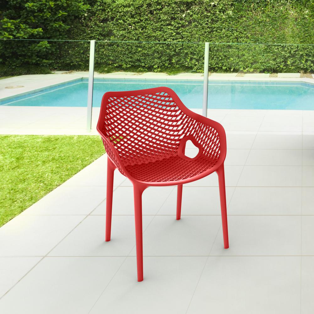 Outdoor Dining Arm Chair Red - Set Of 2. Picture 6