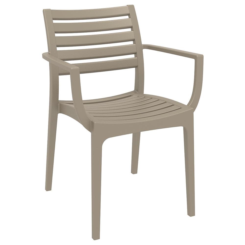 Artemis Outdoor Dining Arm Chair Taupe, Set of 2. Picture 1