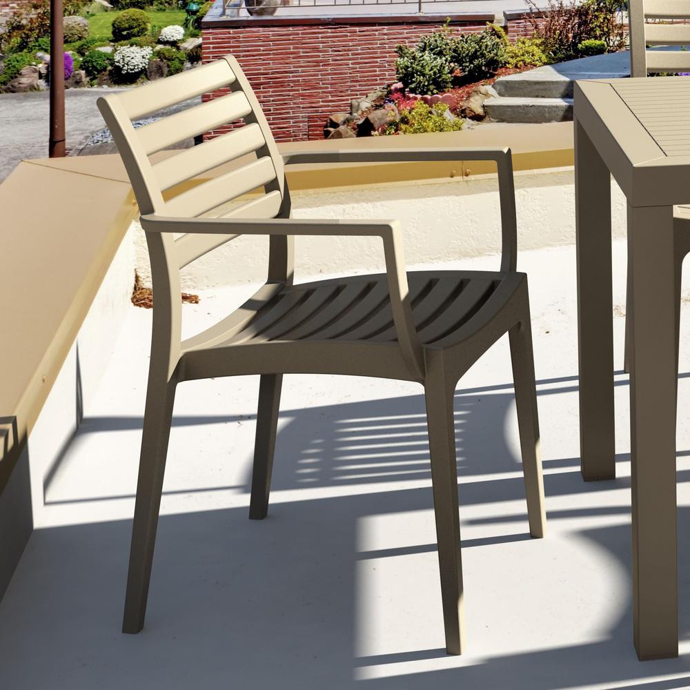 Artemis Outdoor Dining Arm Chair Taupe, Set of 2. Picture 6