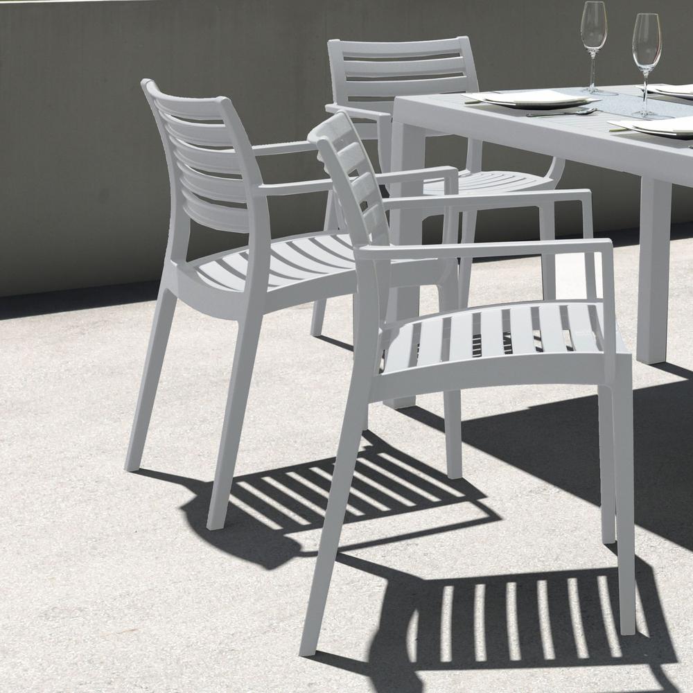 Artemis Outdoor Dining Arm Chair Silver Gray, Set of 2. Picture 6