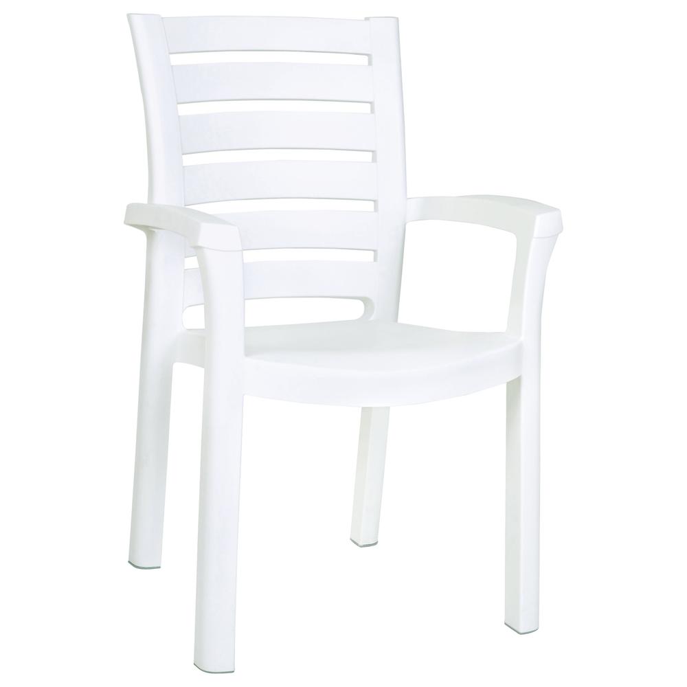 Marina Resin Dining Arm Chair White, Set of 2. Picture 1