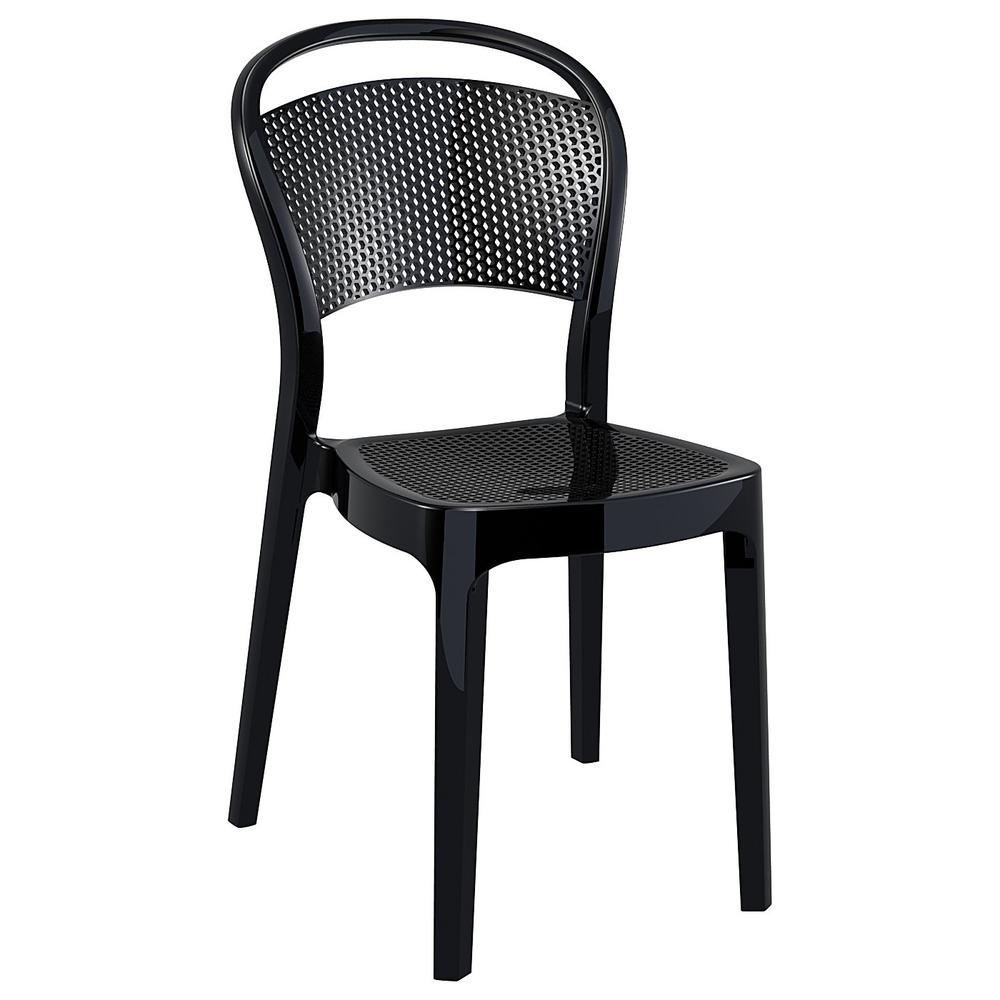 Bee Polycarbonate Dining Chair Glossy Black, set of 2. Picture 1