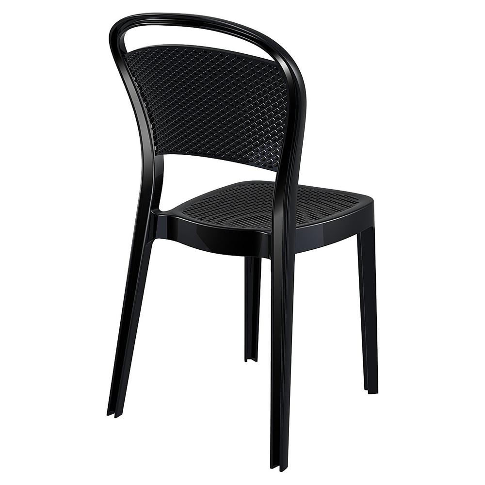Bee Polycarbonate Dining Chair Glossy Black, set of 2. Picture 2