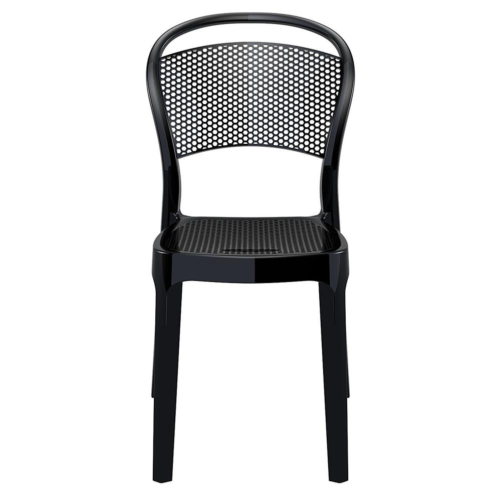 Bee Polycarbonate Dining Chair Glossy Black, set of 2. Picture 3