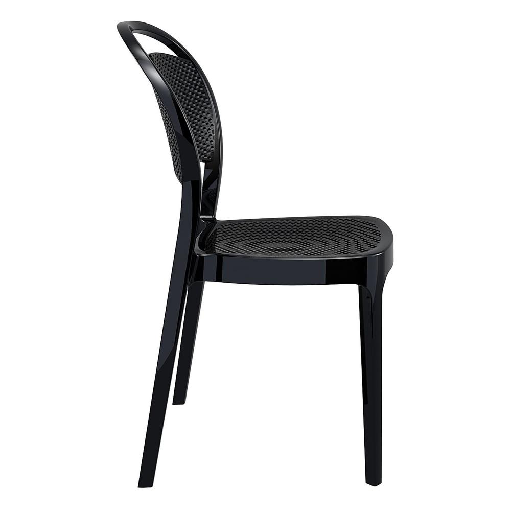 Bee Polycarbonate Dining Chair Glossy Black, set of 2. Picture 4