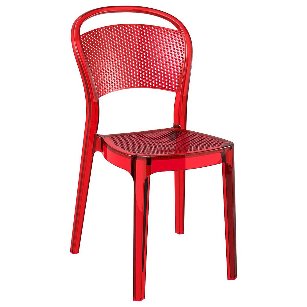 Bee Polycarbonate Dining Chair Transparent Red, set of 2. Picture 1