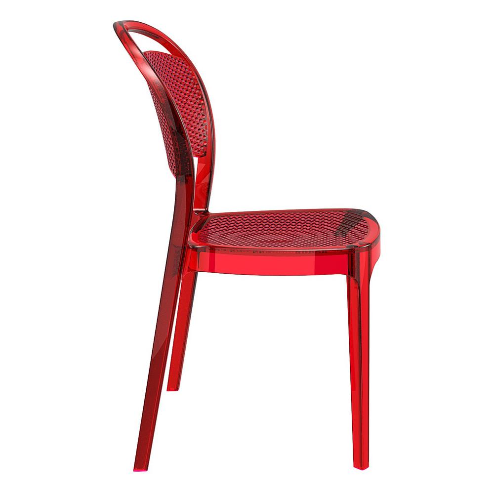 Bee Polycarbonate Dining Chair Transparent Red, set of 2. Picture 4