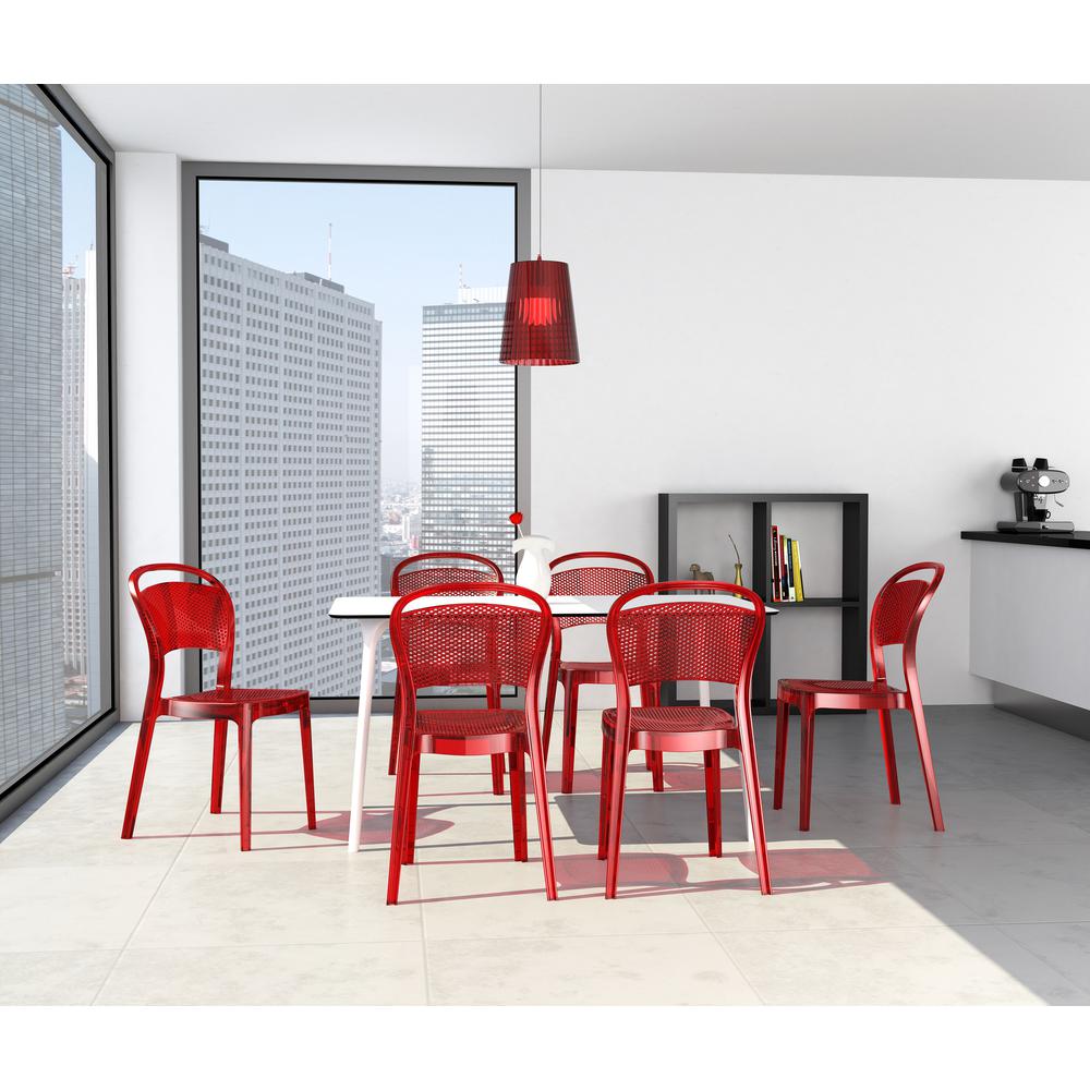 Bee Polycarbonate Dining Chair Transparent Red, set of 2. Picture 6