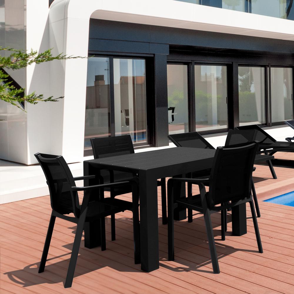 Pacific 5 Piece Dining set with Extension Table and Sling Arm Chairs Black Frame Black Sling. Picture 1