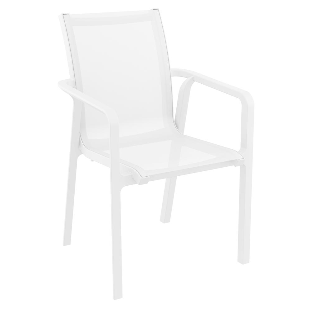 Pacific 5 Piece Dining set with Extension Table and Sling Arm Chairs White Frame White Sling. Picture 2
