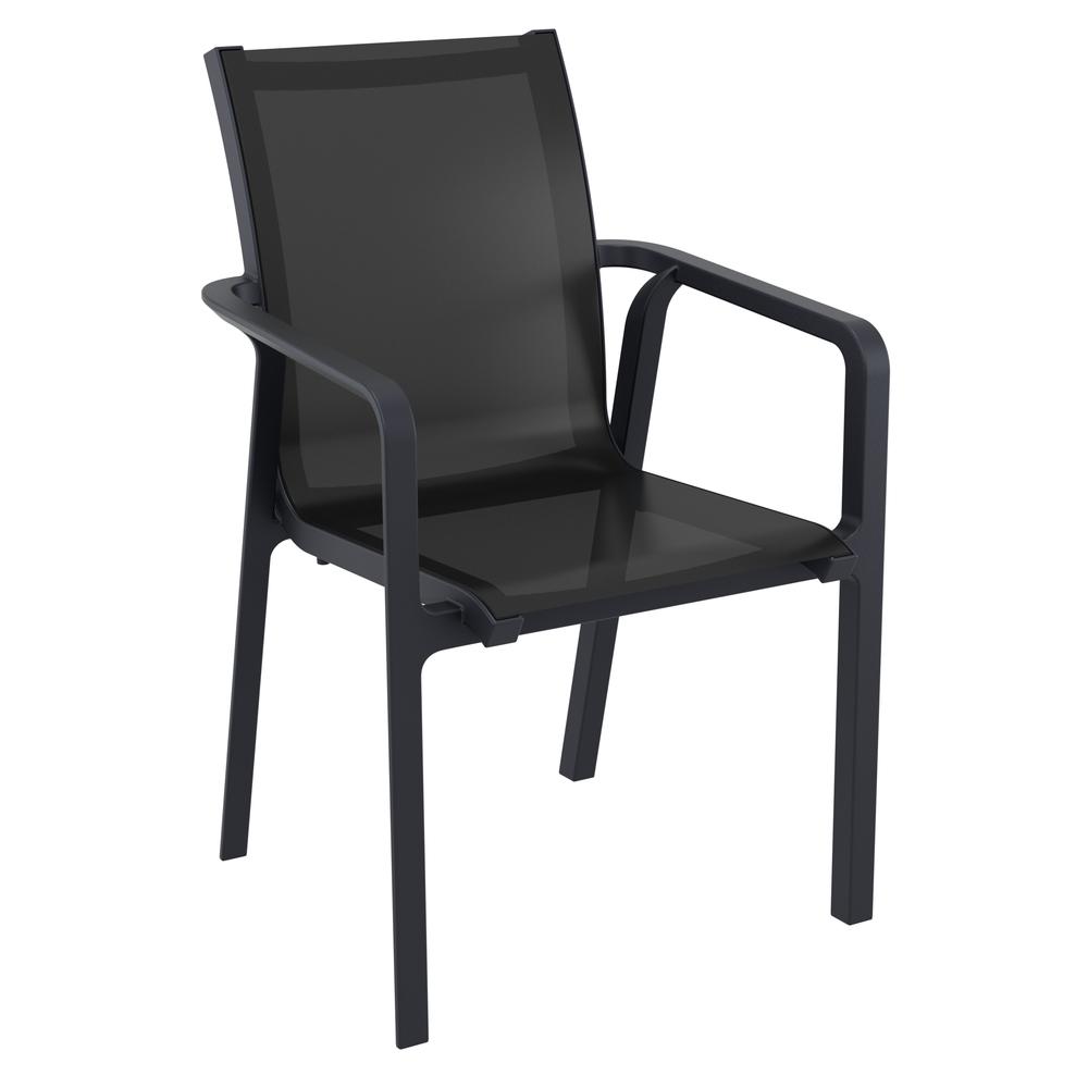 Pacific Sling Arm Chair Black Frame Black Sling, Set of 2. Picture 1