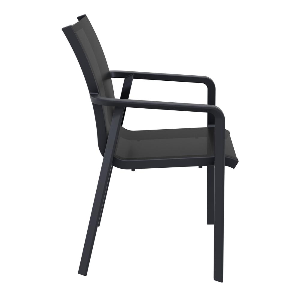 Pacific Sling Arm Chair Black Frame Black Sling, Set of 2. Picture 7