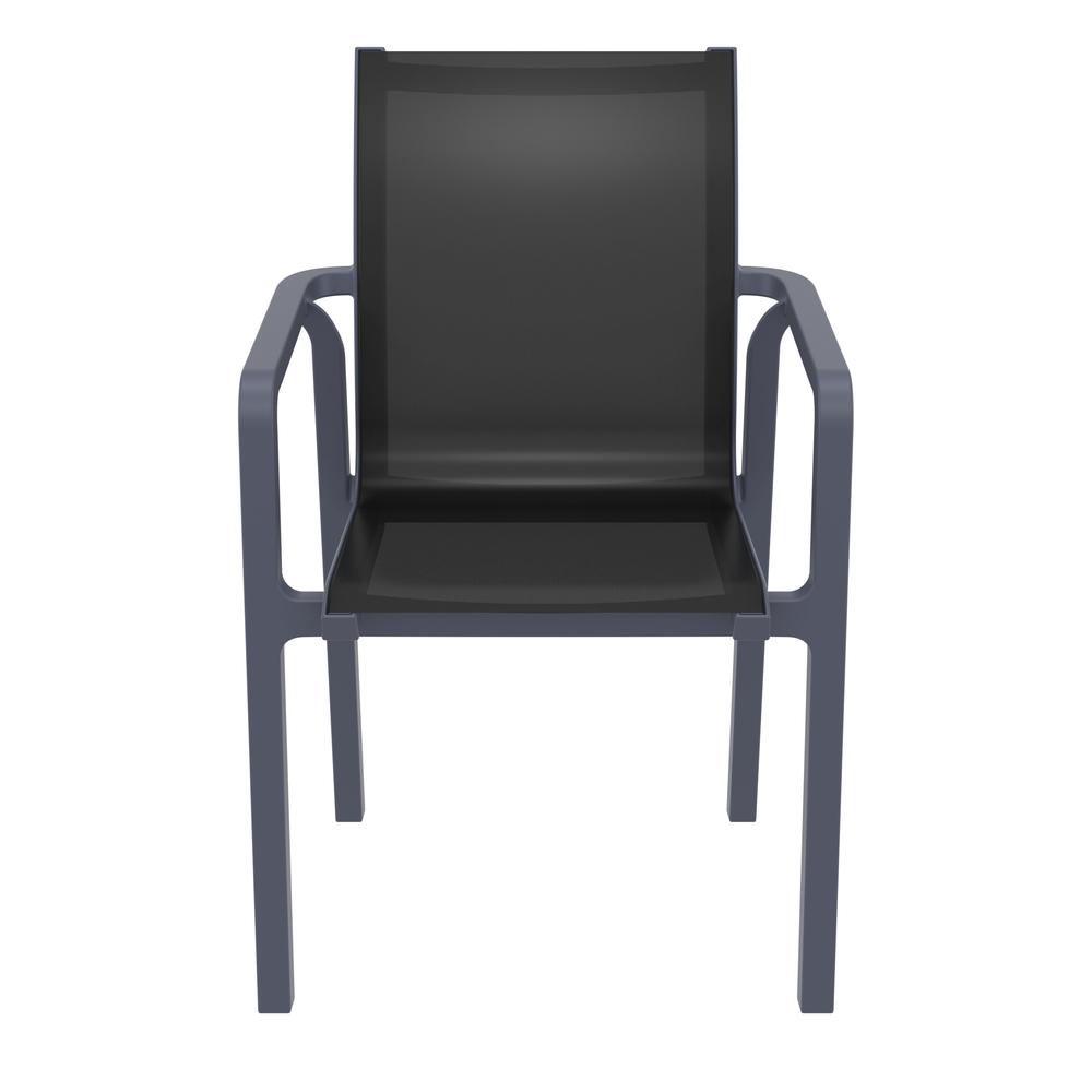 Pacific Sling Arm Chair Dark Gray Frame Black Sling, Set of 2. Picture 4