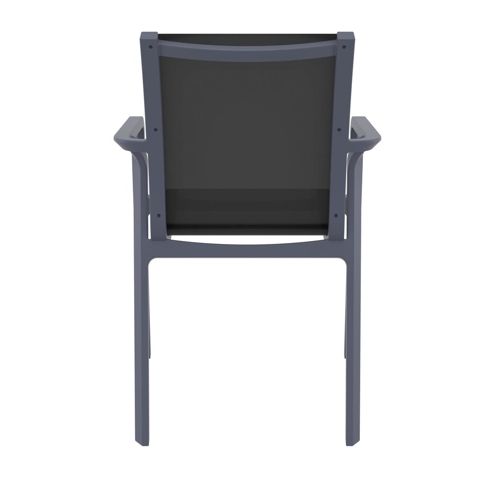 Pacific Sling Arm Chair Dark Gray Frame Black Sling, Set of 2. Picture 6