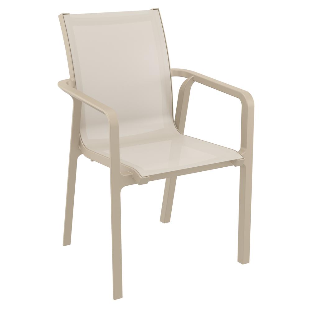 Pacific Sling Arm Chair Taupe Frame Taupe Sling, Set of 2. Picture 1