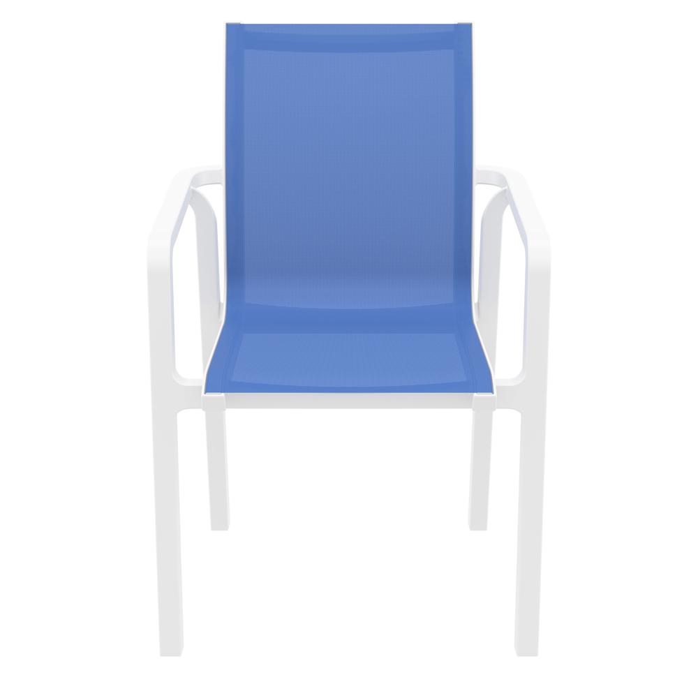 Pacific Sling Arm Chair White Frame Blue Sling, Set of 2. Picture 3